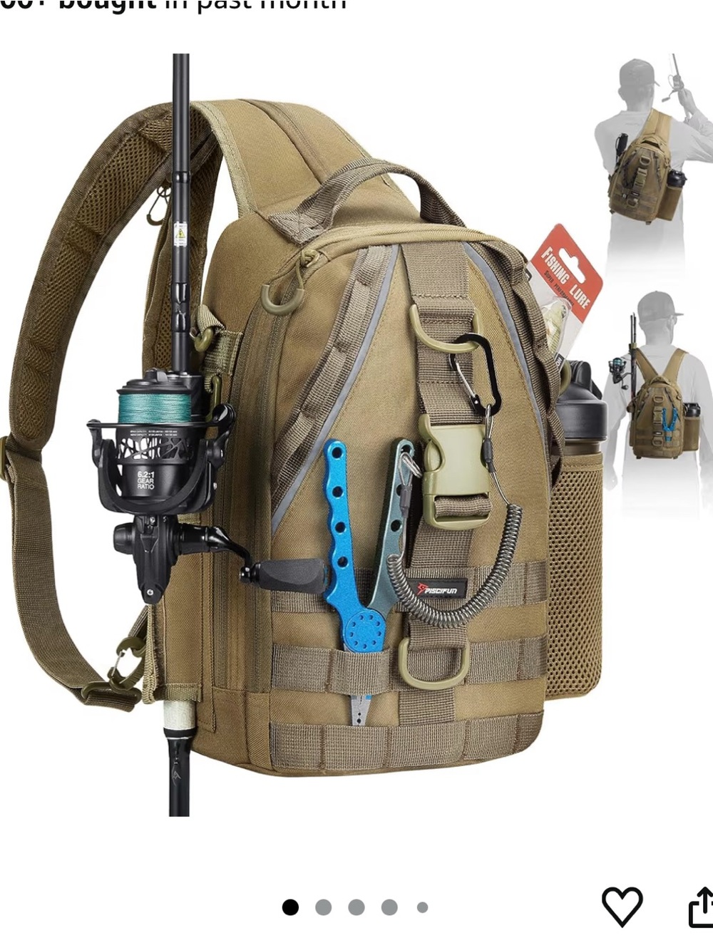 Piscifun Fishing Backpack with Rod Holder, - Picture 2 of 2